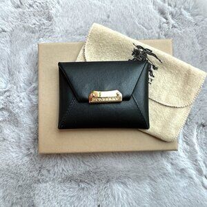 Authentic Burberry Black Smooth Leather Claxton Coin Case